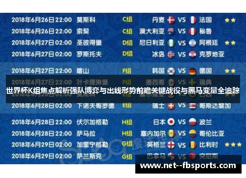 世界杯K组焦点解析强队博弈与出线形势前瞻关键战役与黑马变量全追踪